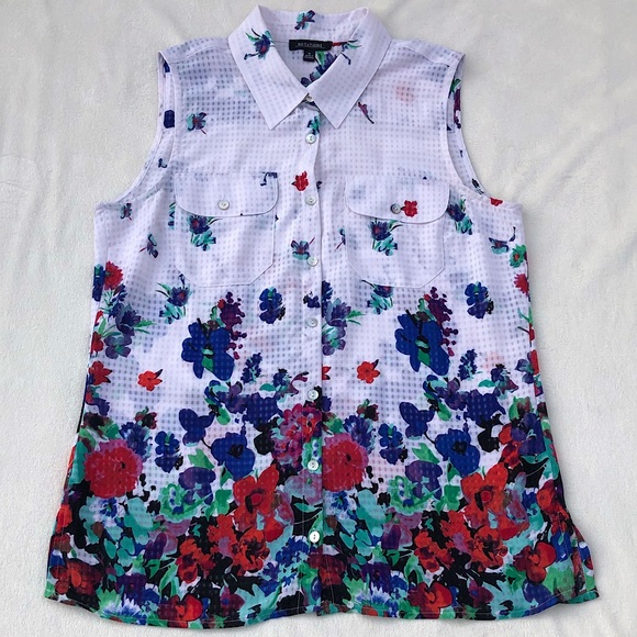 NOTATIONS Sleeveless Button Down Top - Picture 4 of 11